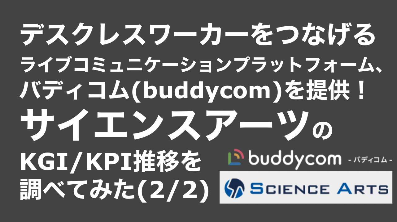 saaslife_デスクレスワーカーをつなげるライブコミュニケーションプラットフォーム、バディコム(buddycom)を提供！サイエンスアーツのKGI/KPI推移を調べてみた(2/2)